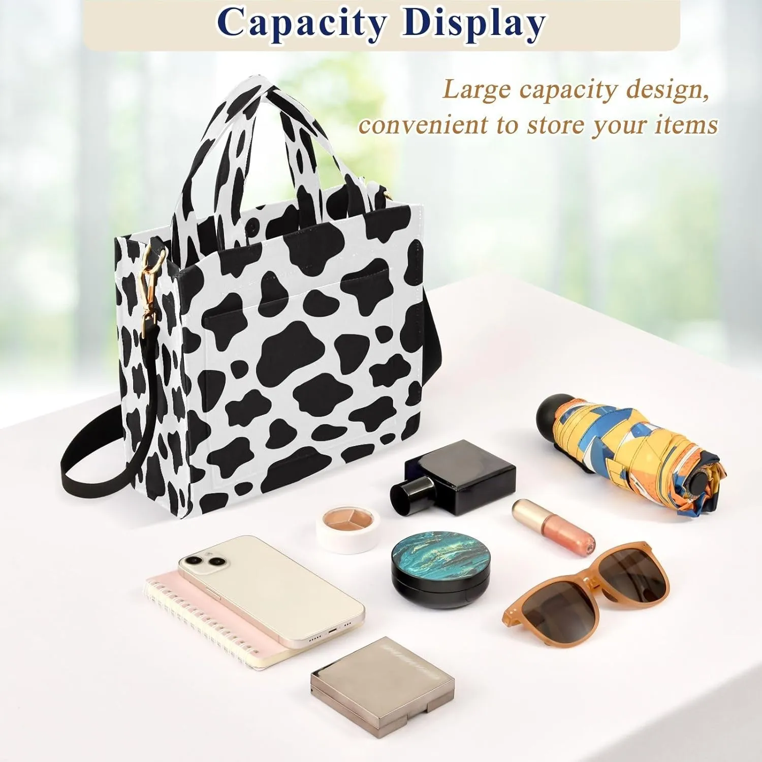 Tote Bag for Women with Zipper,Polyester Tote Purse Holiday Tote Bag Work Handbag Women Gift