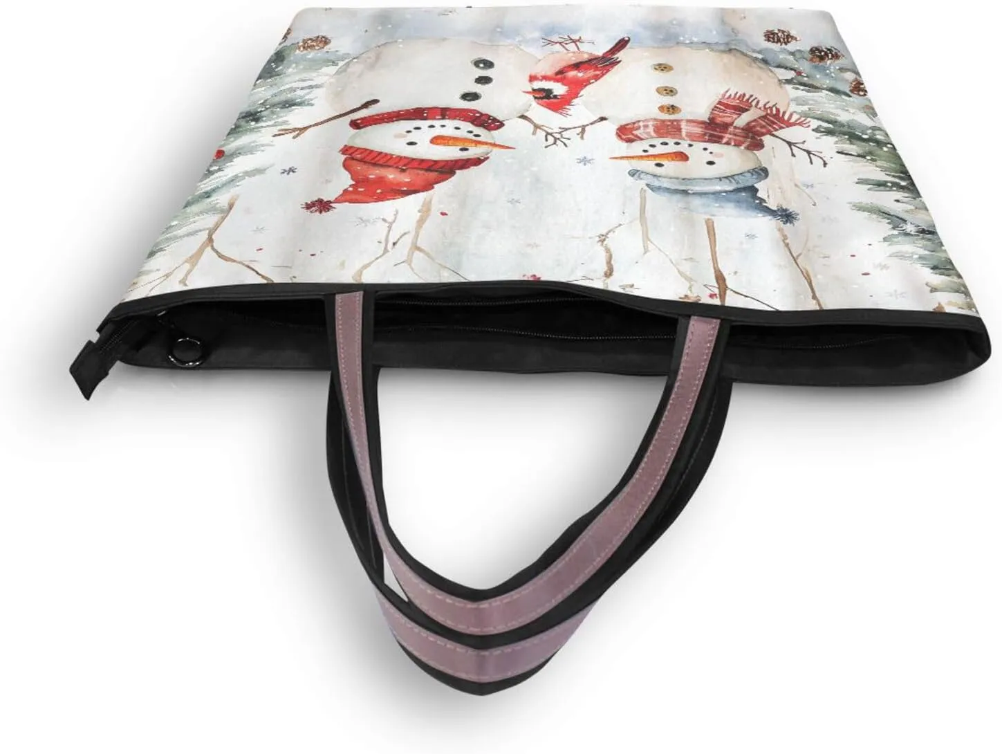 Tote Bag for Women with Zipper,Polyester Tote Purse Holiday Tote Bag Work Handbag Women Gift
