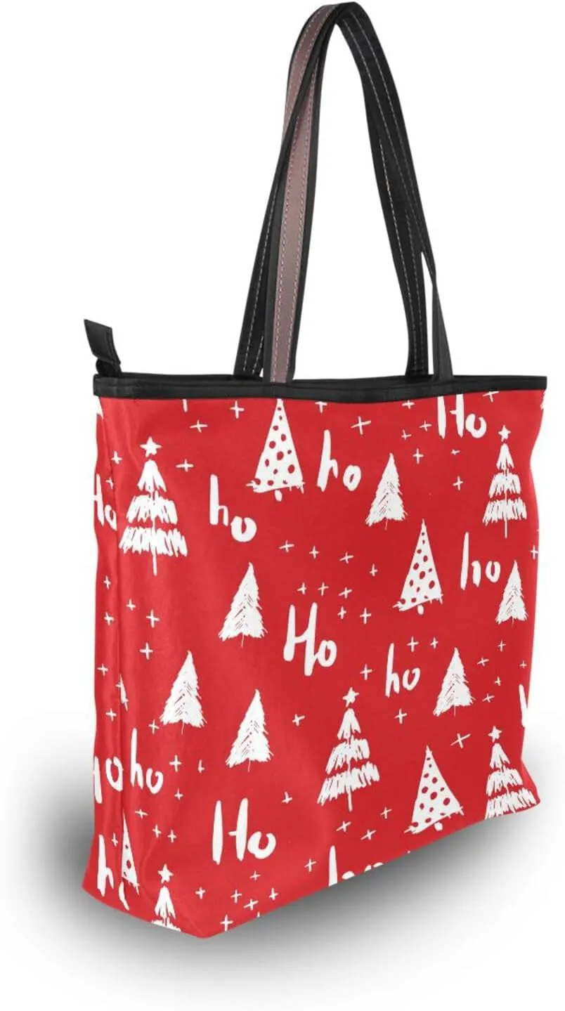 Tote Bag for Women with Zipper,Polyester Tote Purse Holiday Tote Bag Work Handbag Women Gift