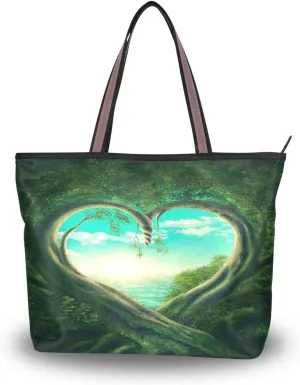 Tote Bag for Women with Zipper,Polyester Tote Purse Holiday Tote Bag Work Handbag Women Gift