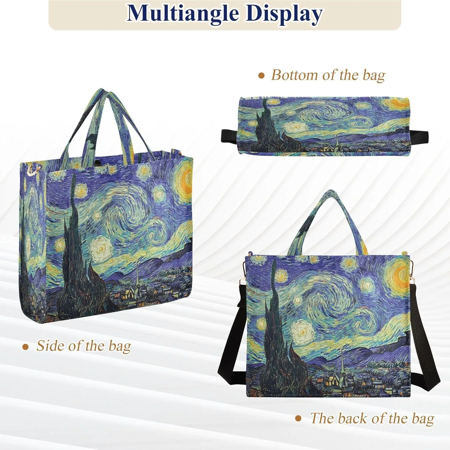 Tote Bag for Women with Zipper,Polyester Tote Purse Holiday Tote Bag Work Handbag Women Gift
