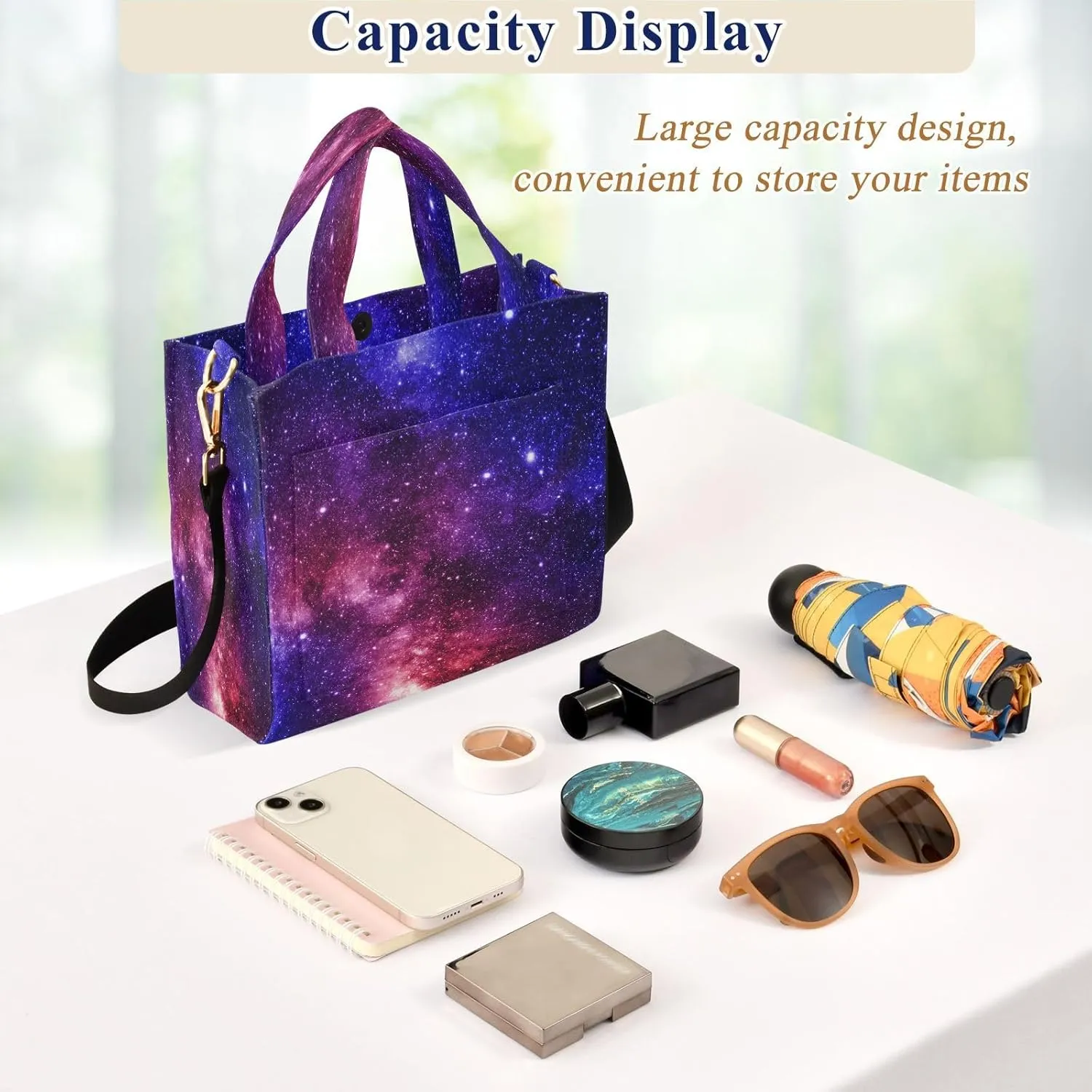 Tote Bag for Women with Zipper,Polyester Tote Purse Holiday Tote Bag Work Handbag Women Gift