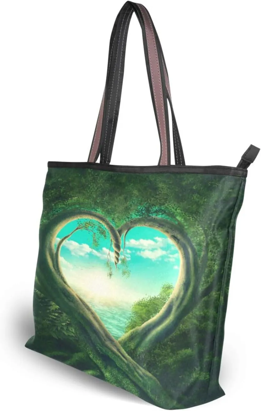 Tote Bag for Women with Zipper,Polyester Tote Purse Holiday Tote Bag Work Handbag Women Gift