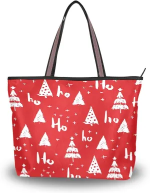 Tote Bag for Women with Zipper,Polyester Tote Purse Holiday Tote Bag Work Handbag Women Gift