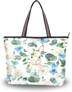 Tote Bag for Women with Zipper,Polyester Tote Purse Holiday Tote Bag Work Handbag Women Gift