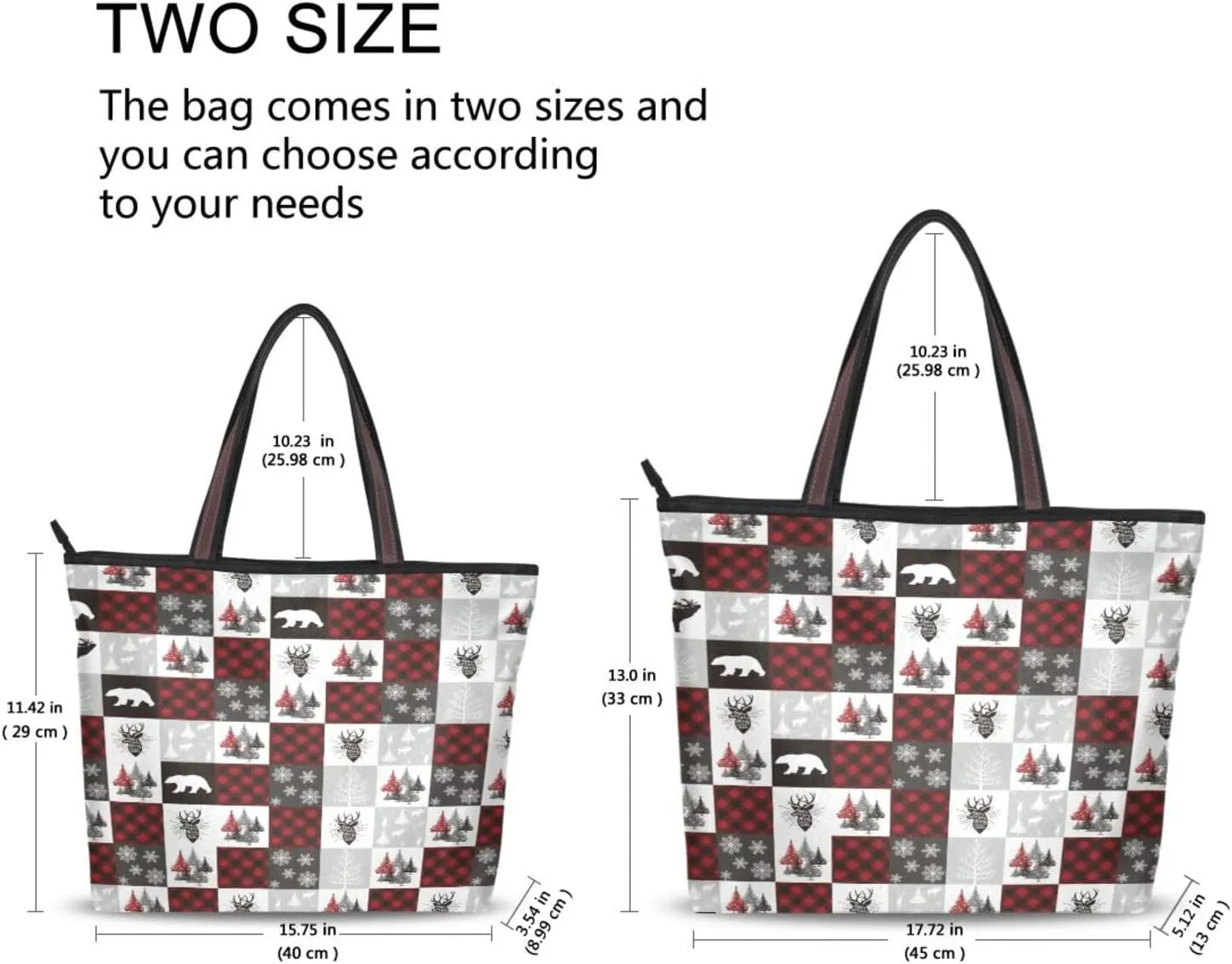 Tote Bag for Women with Zipper,Polyester Tote Purse Holiday Tote Bag Work Handbag Women Gift