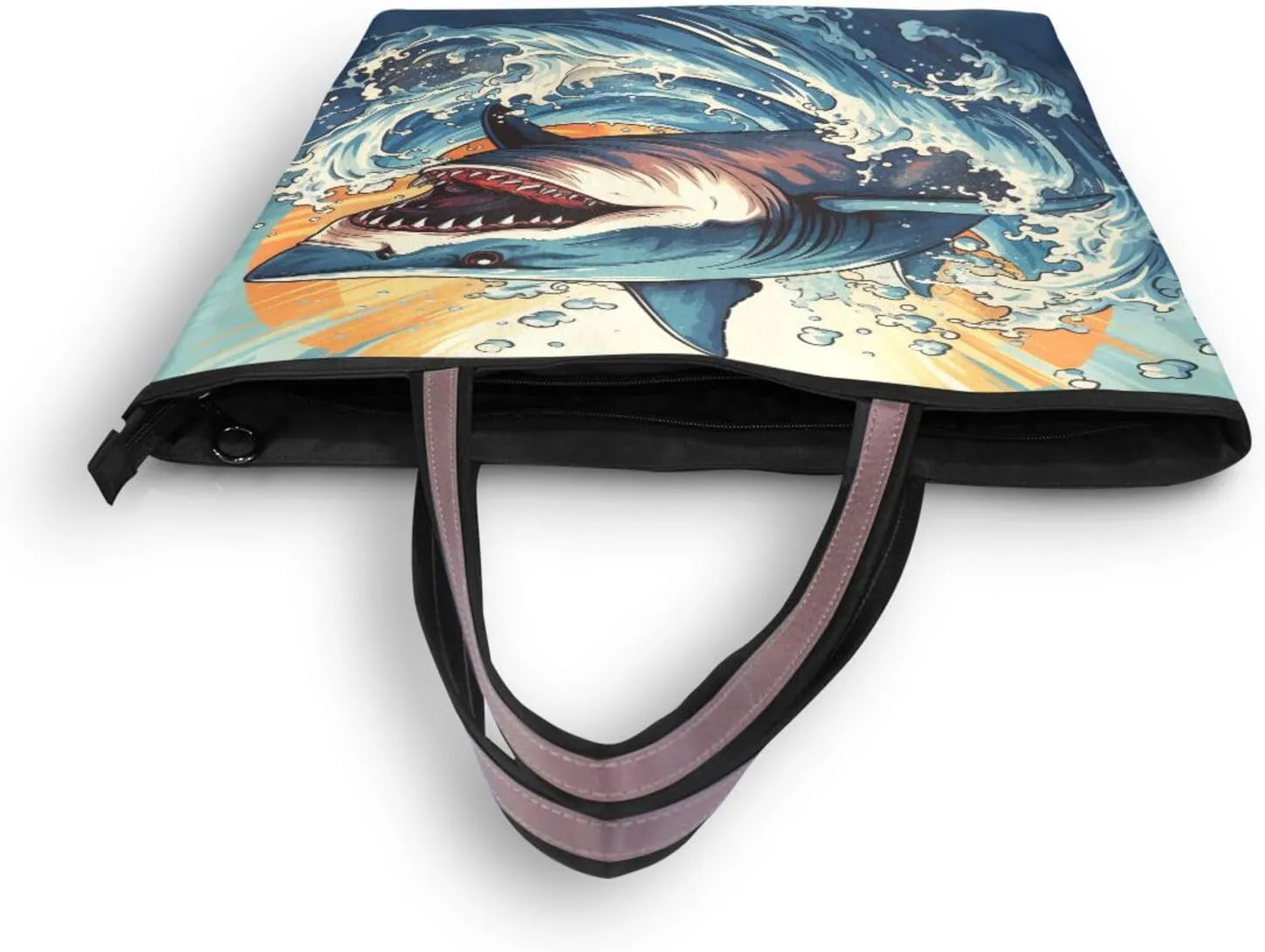 Tote Bag for Women with Zipper,Polyester Tote Purse Holiday Tote Bag Work Handbag Women Gift