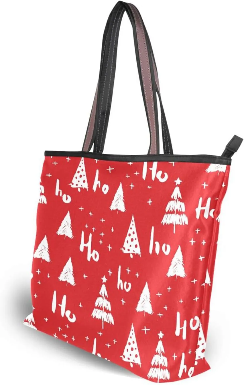 Tote Bag for Women with Zipper,Polyester Tote Purse Holiday Tote Bag Work Handbag Women Gift
