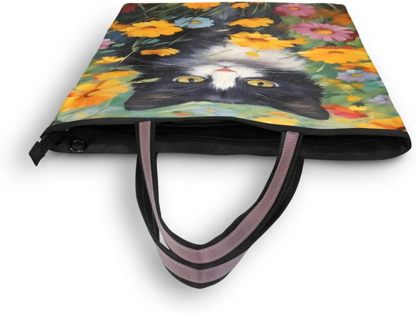 Tote Bag for Women with Zipper,Polyester Tote Purse Holiday Tote Bag Work Handbag Women Gift