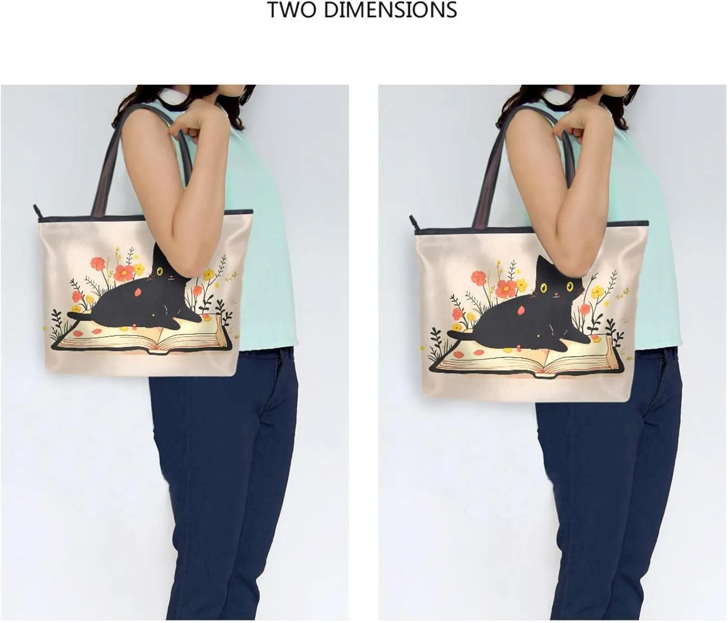 Tote Bag for Women with Zipper,Polyester Tote Purse Holiday Tote Bag Work Handbag Women Gift