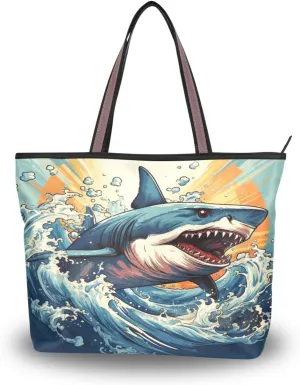 Tote Bag for Women with Zipper,Polyester Tote Purse Holiday Tote Bag Work Handbag Women Gift