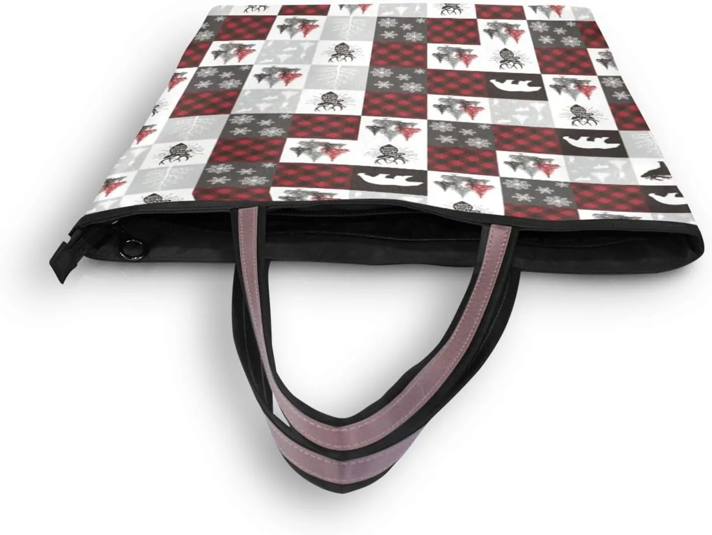 Tote Bag for Women with Zipper,Polyester Tote Purse Holiday Tote Bag Work Handbag Women Gift