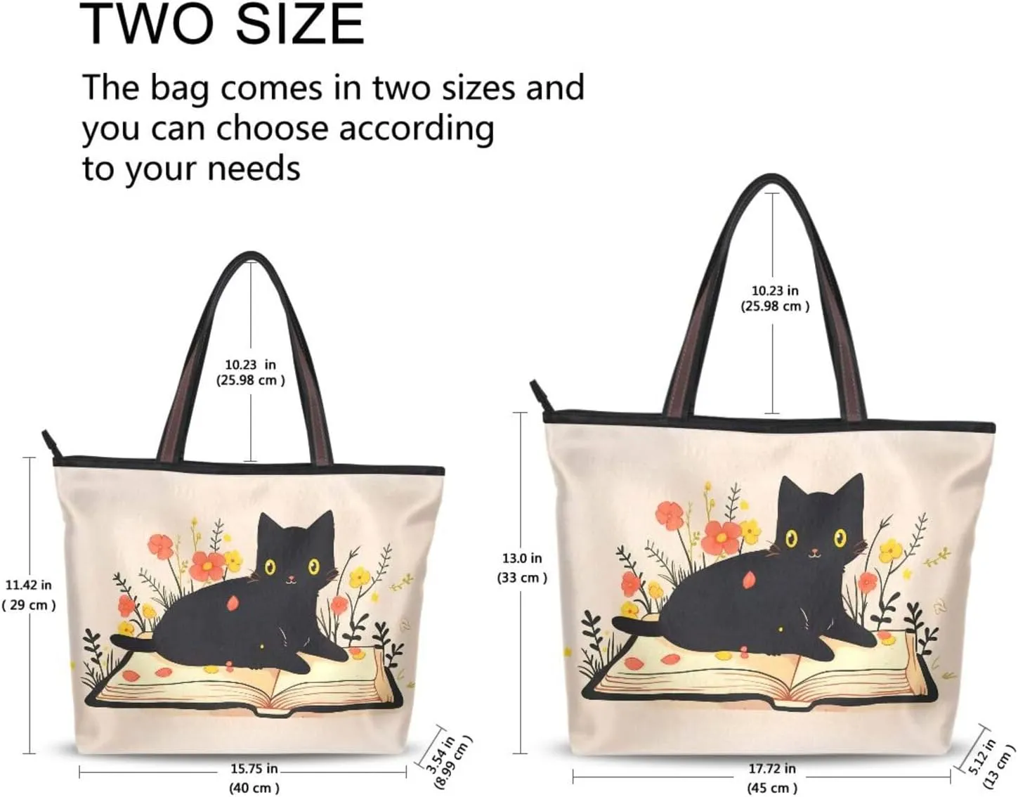 Tote Bag for Women with Zipper,Polyester Tote Purse Holiday Tote Bag Work Handbag Women Gift