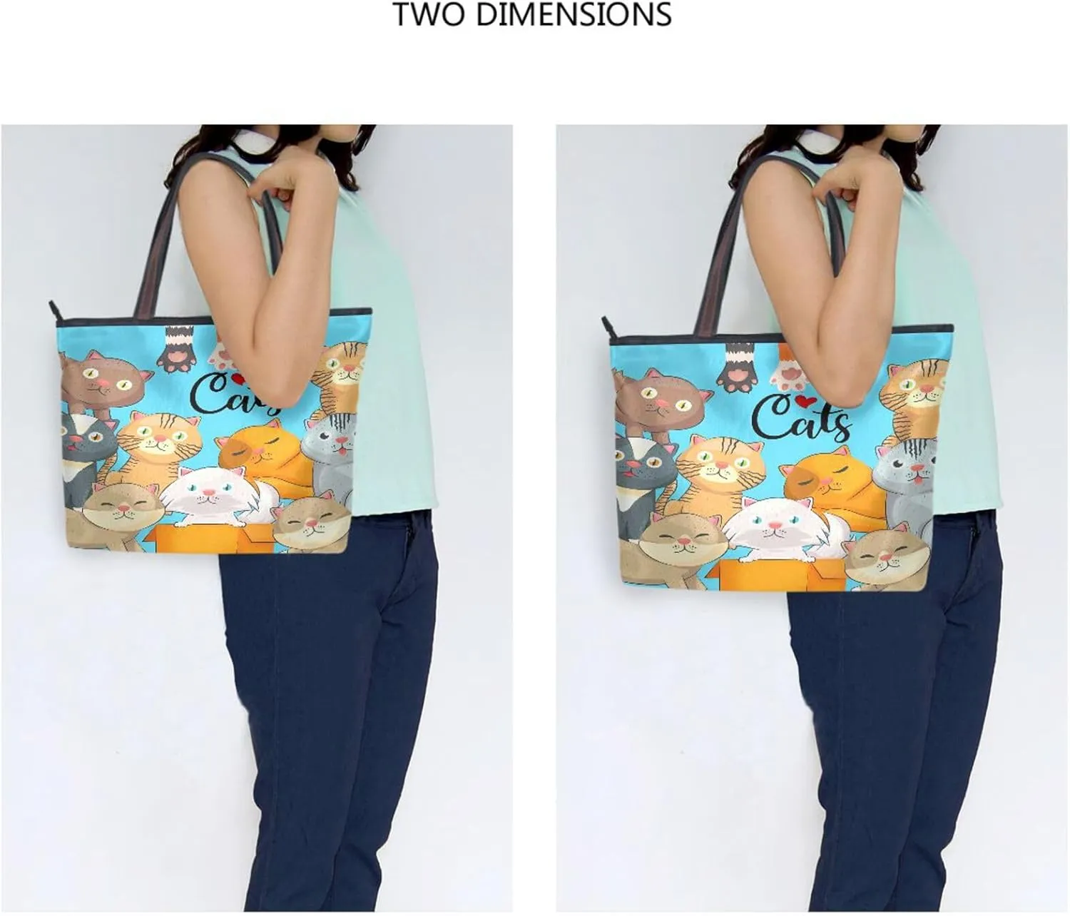 Tote Bag for Women with Zipper,Polyester Tote Purse Holiday Tote Bag Work Handbag Women Gift