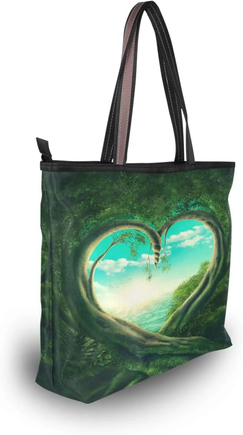 Tote Bag for Women with Zipper,Polyester Tote Purse Holiday Tote Bag Work Handbag Women Gift