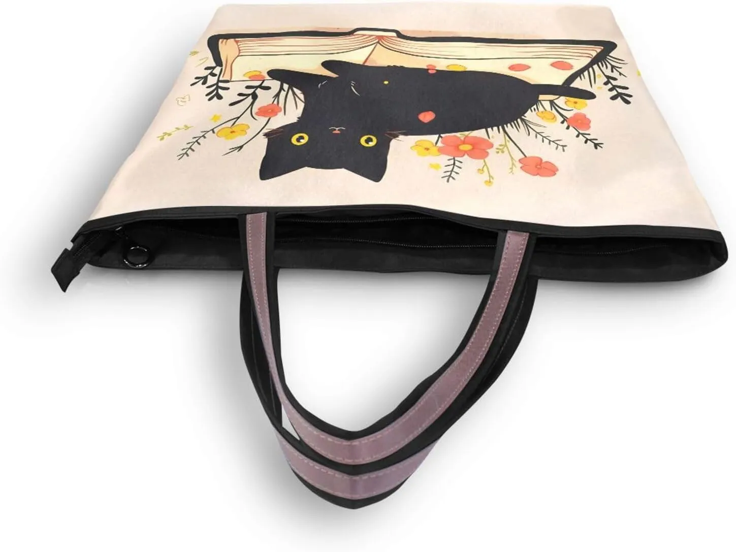 Tote Bag for Women with Zipper,Polyester Tote Purse Holiday Tote Bag Work Handbag Women Gift