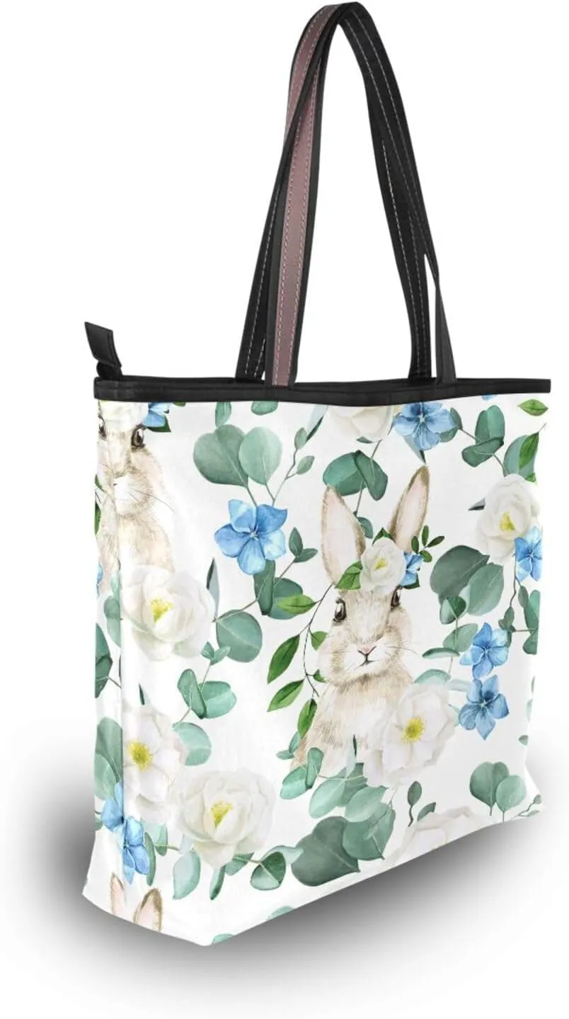 Tote Bag for Women with Zipper,Polyester Tote Purse Holiday Tote Bag Work Handbag Women Gift