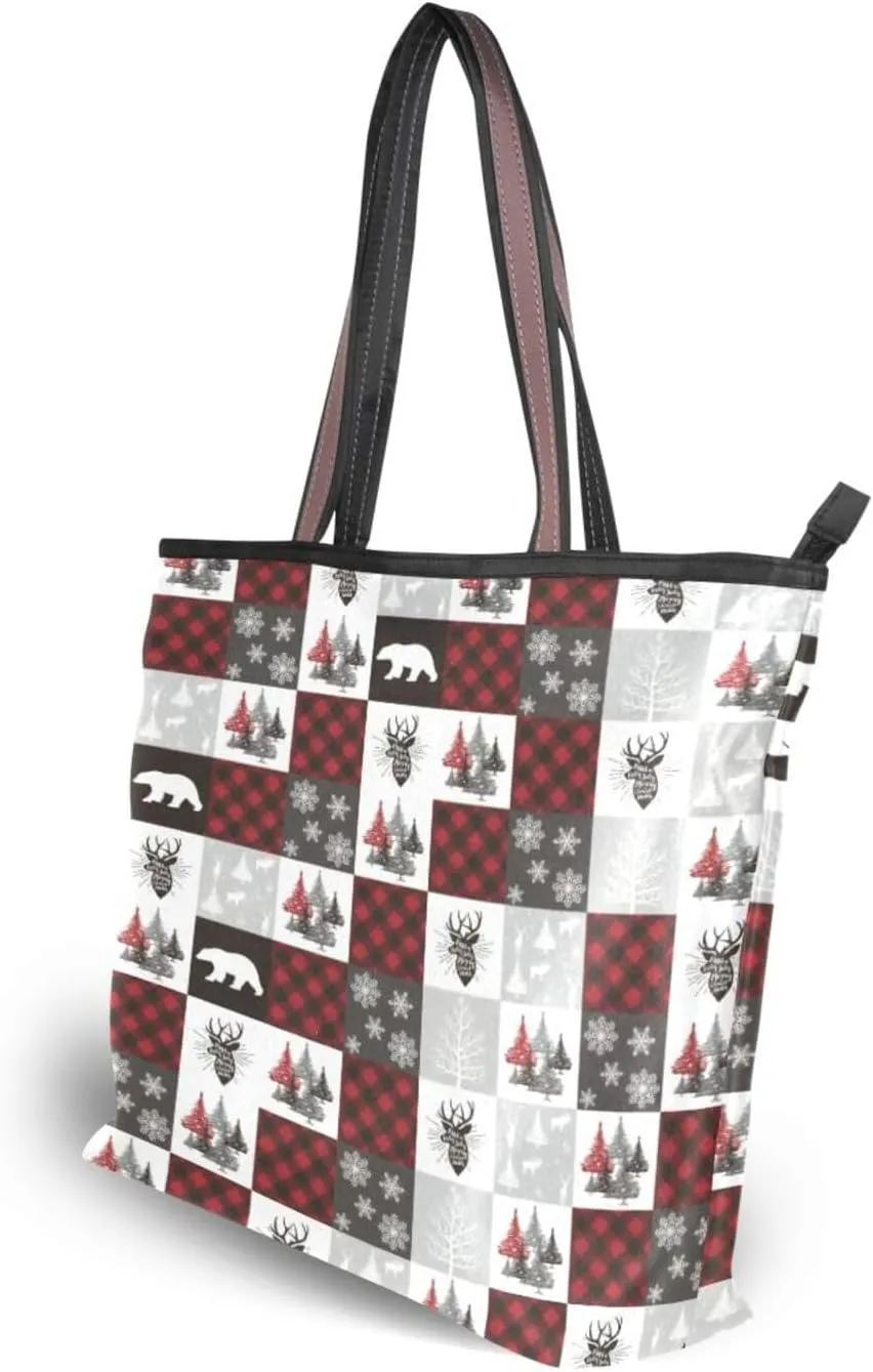 Tote Bag for Women with Zipper,Polyester Tote Purse Holiday Tote Bag Work Handbag Women Gift