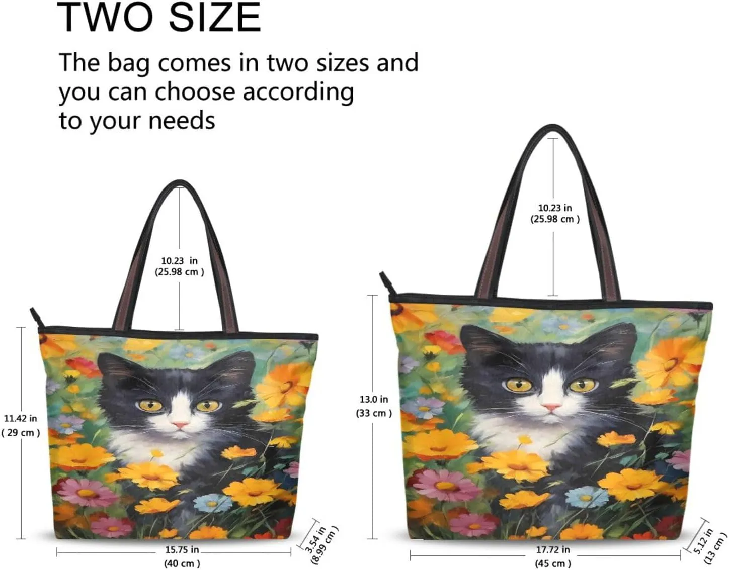 Tote Bag for Women with Zipper,Polyester Tote Purse Holiday Tote Bag Work Handbag Women Gift