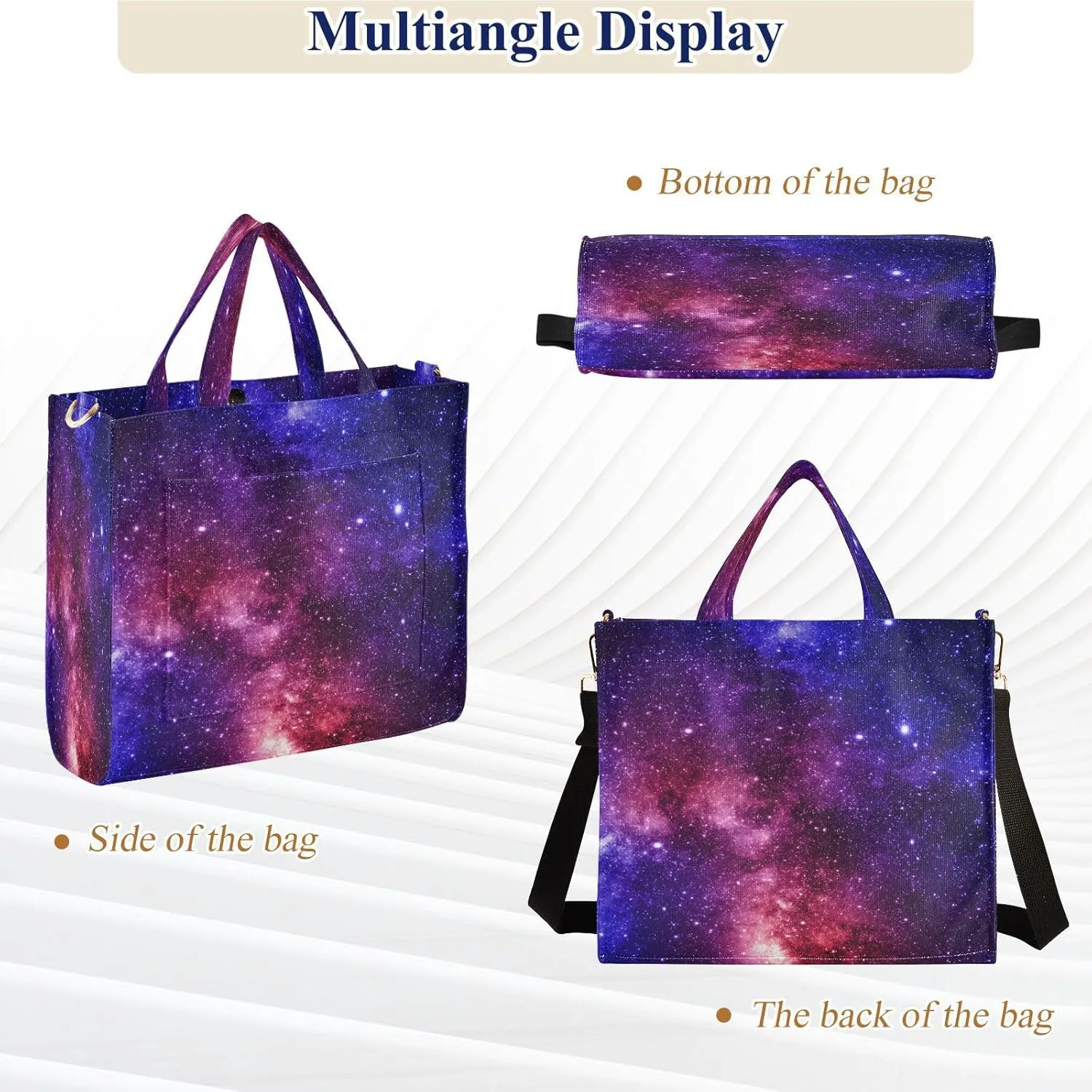 Tote Bag for Women with Zipper,Polyester Tote Purse Holiday Tote Bag Work Handbag Women Gift