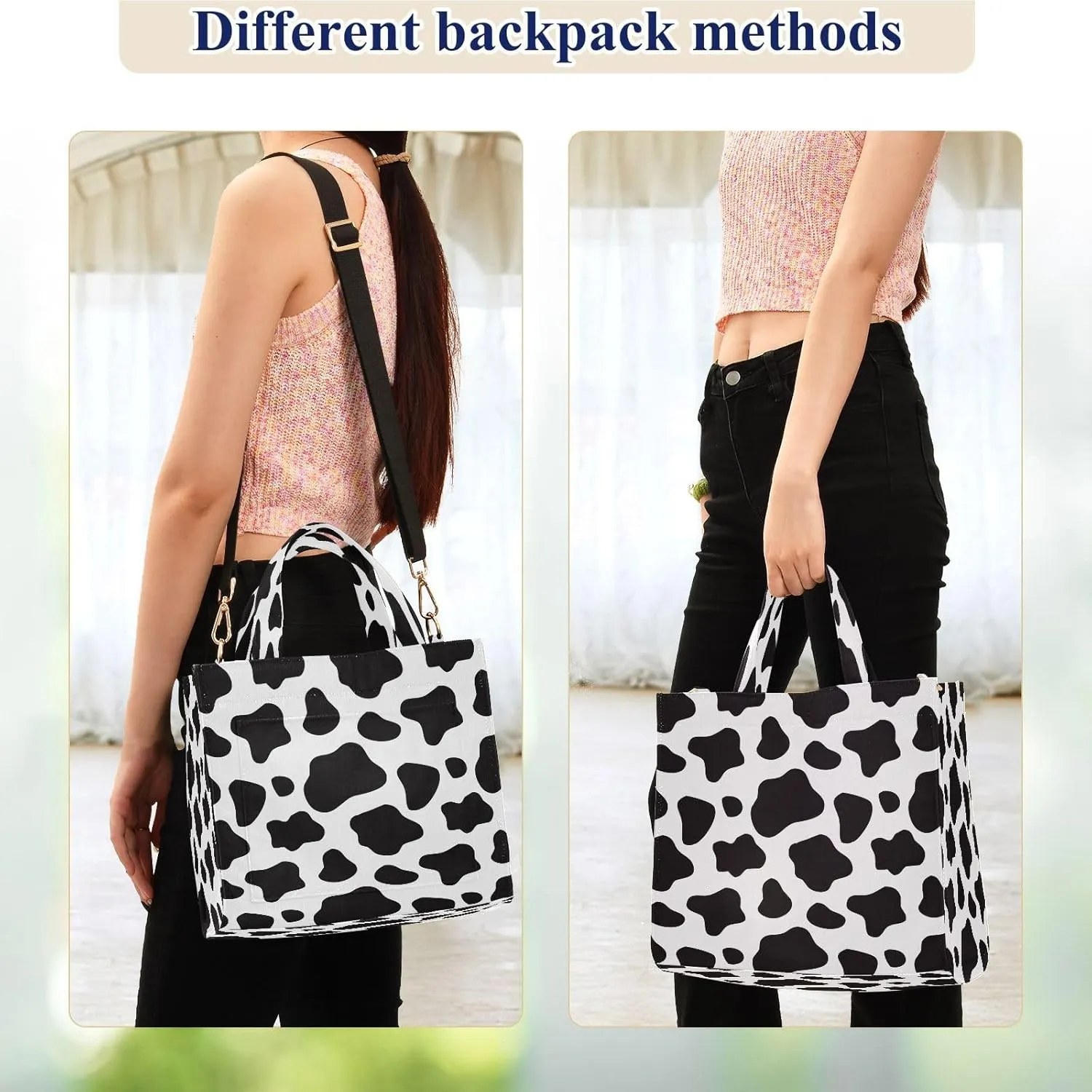 Tote Bag for Women with Zipper,Polyester Tote Purse Holiday Tote Bag Work Handbag Women Gift