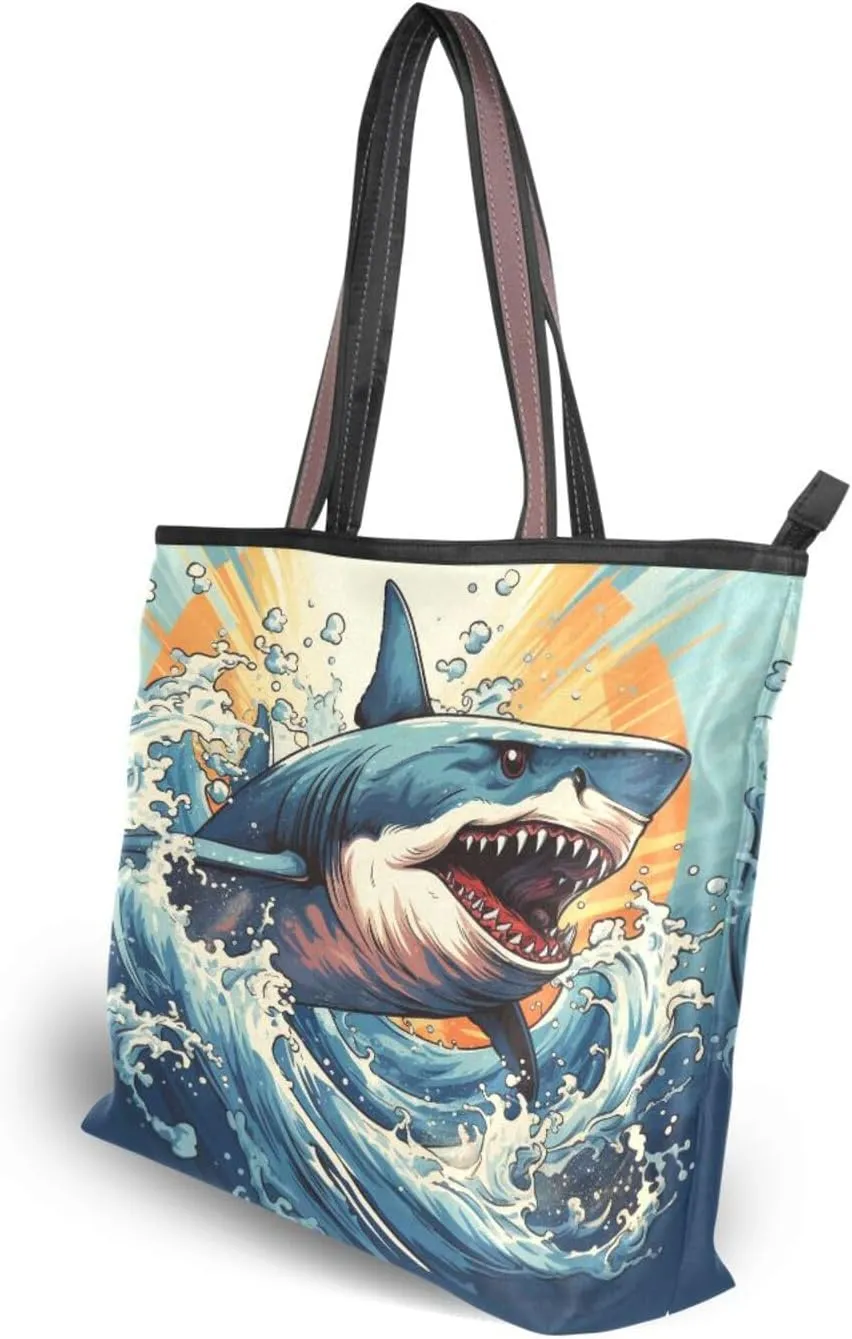 Tote Bag for Women with Zipper,Polyester Tote Purse Holiday Tote Bag Work Handbag Women Gift