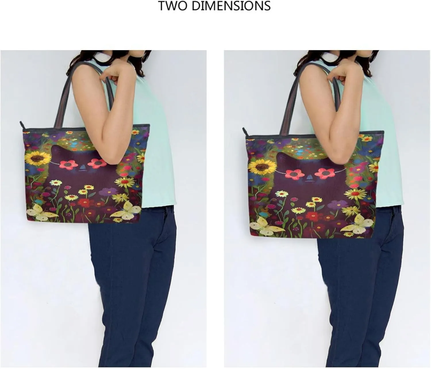 Tote Bag for Women with Zipper,Polyester Tote Purse Holiday Tote Bag Work Handbag Women Gift