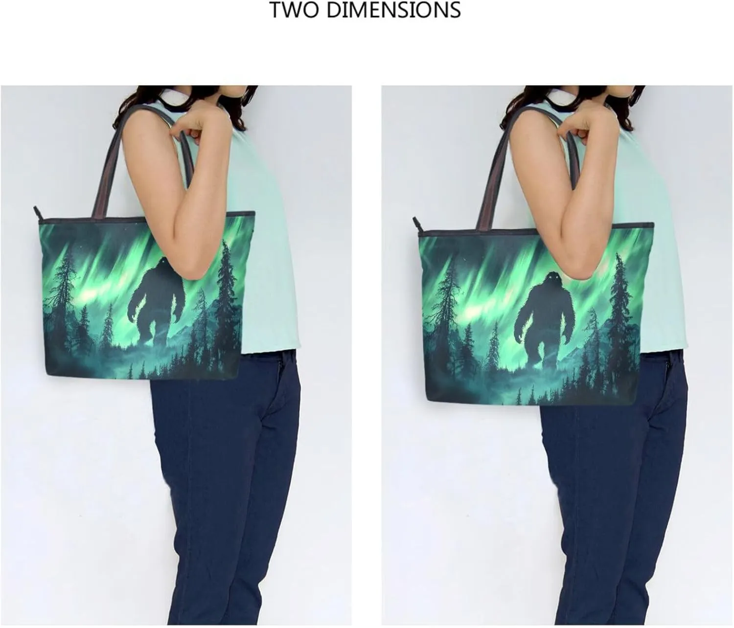Tote Bag Sasquatch Scary Aurora for Women Durable Designer Handbag with Zipper for Daily Use L
