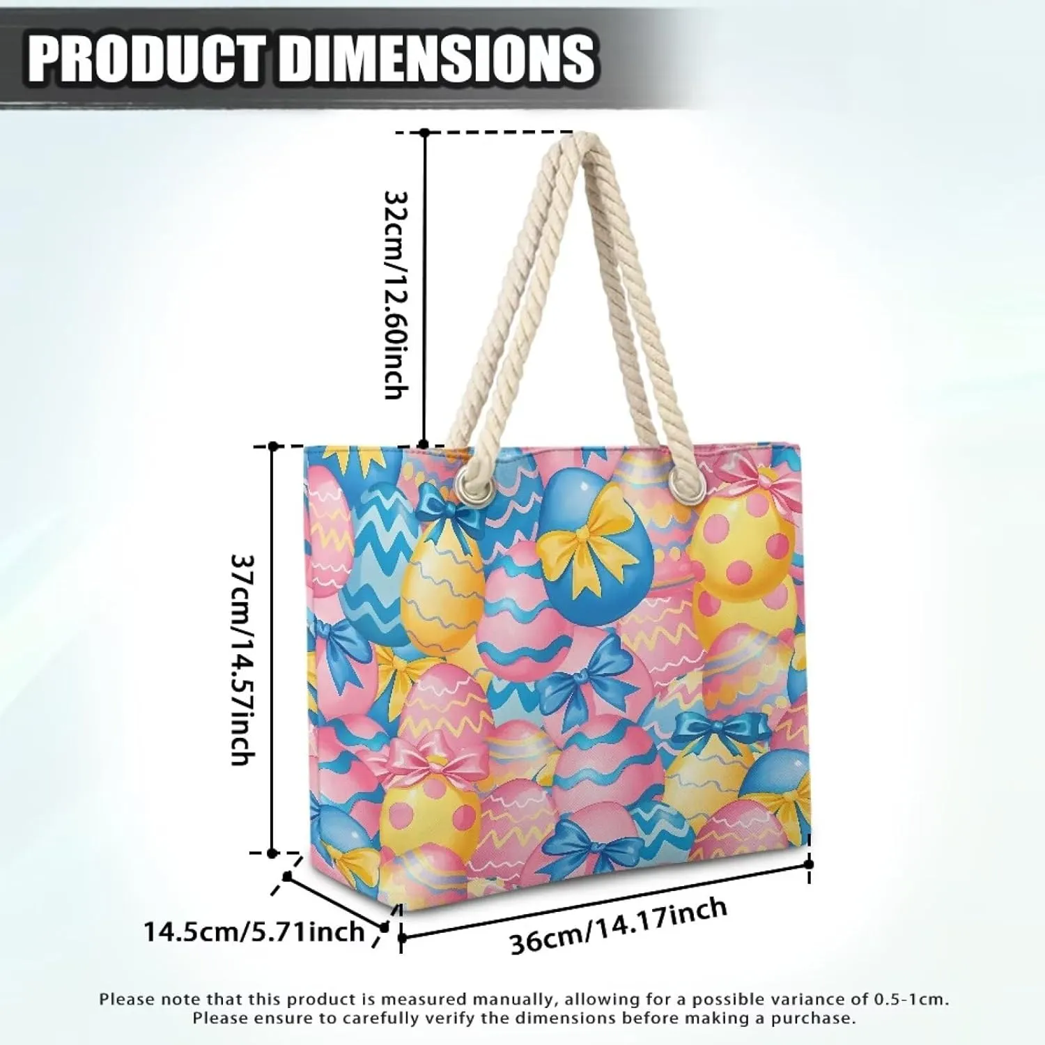 Tote Beach Bag with Rope Top Handle Pool Bag 14.57x4.71x14.17 Large Capacity Travel Handbag for Women Casual