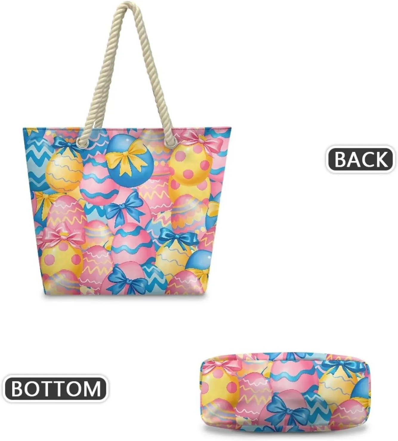 Tote Beach Bag with Rope Top Handle Pool Bag 14.57x4.71x14.17 Large Capacity Travel Handbag for Women Casual
