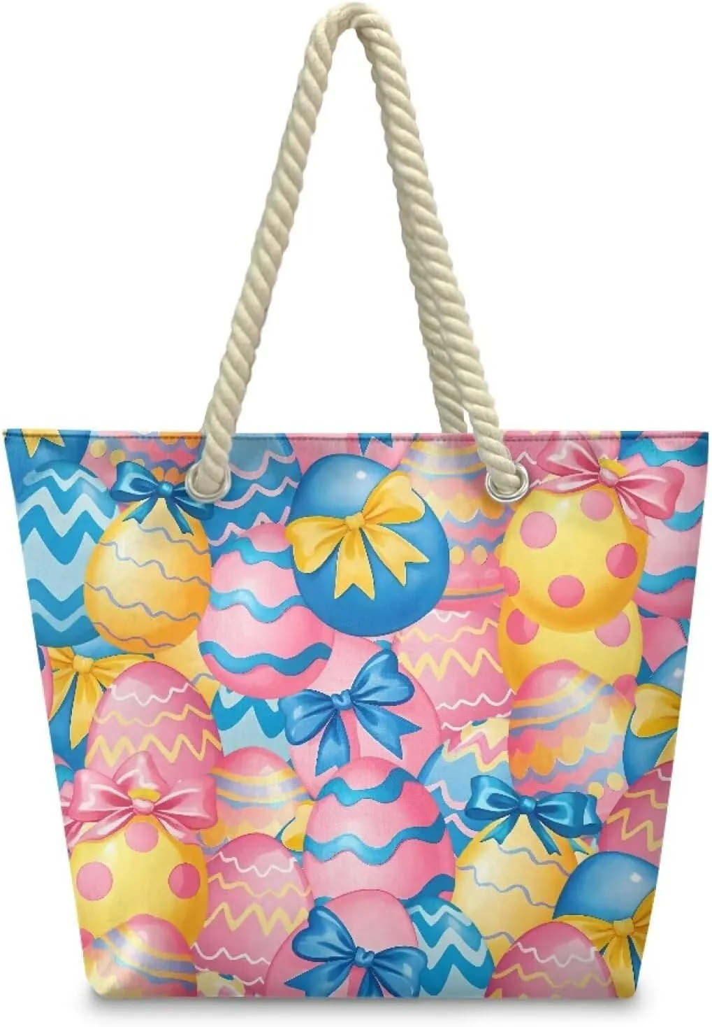Tote Beach Bag with Rope Top Handle Pool Bag 14.57x4.71x14.17 Large Capacity Travel Handbag for Women Casual