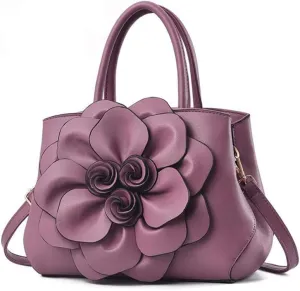 Tote Top-handle Handbags for Women 3D Floral Purse PU Leather Hobo Crossbody Shoulder Bag Satchel