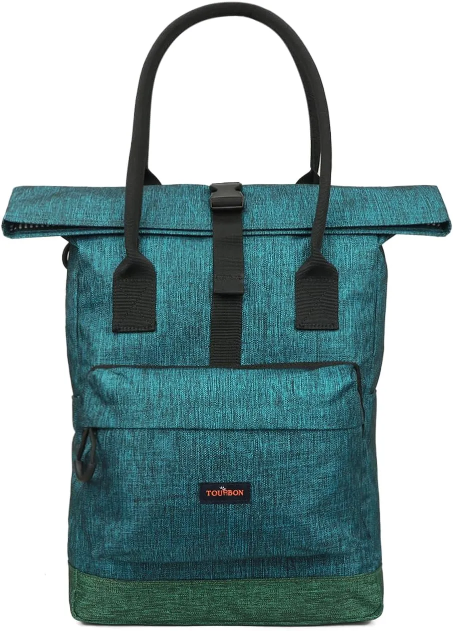 TOURBON Nylon Roll-top Clip-On Bike Panniers Women's Shoulder Tote Bag (Blue)
