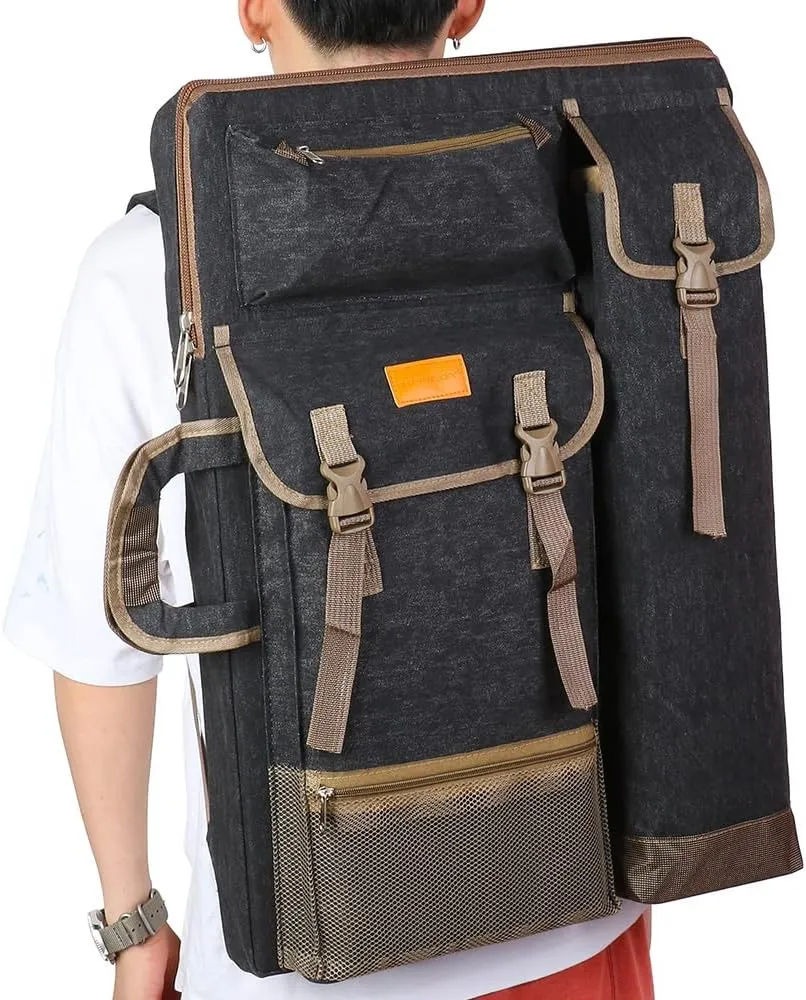 TRANSON Art Portfolio Case Artist Backpack Canvas Bag Large 26” x 19.5”