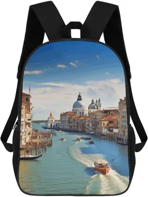 Travel Backpack 17 Inch Laptop Bag Grand Canal in Italy Laptop Backpack for Men Women Carry on Bag Travel Bag