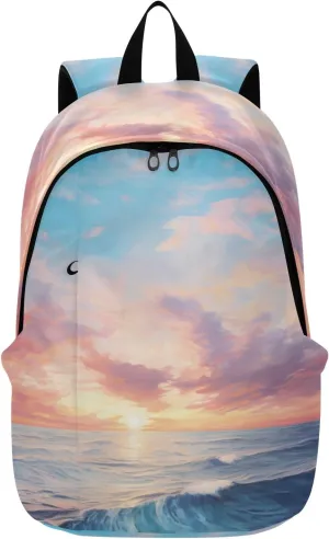 Travel Backpack for Men Laptop Bag Work Fashion Design Daypack Sea Sunset Glow Large Lightweight Outdoor Casual