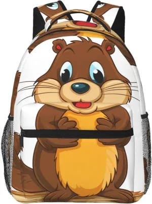 Travel Backpack for Men Women Casual Daypack Cartoon animated beaver Laptop Backpack Lightweight Backpack Shoulder Bag for Work