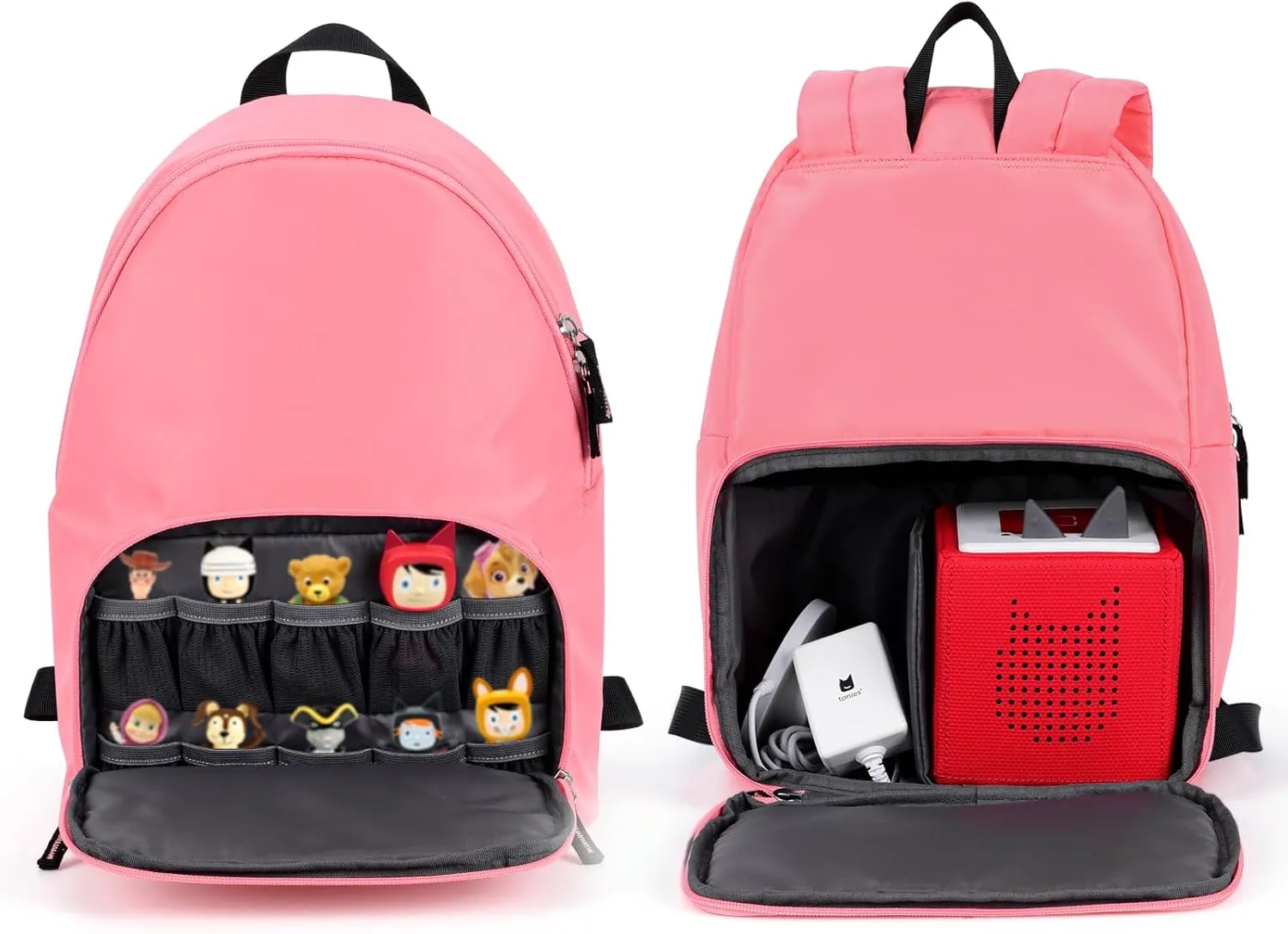 Travel Backpack for Toniebox Starter Set, Carrying Storage Case Bag for Tonies Figures, Headphone & Charging Station (Pink)