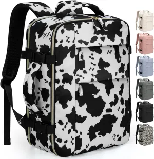 Travel Backpack for Women Man, Waterproof Personal Item Travel Bag Airline Approved Laptop Backpack Weekender bags Bookbag for Business,Travel, Work Fits 15.6 inch Laptop(Medium,Cowprint)
