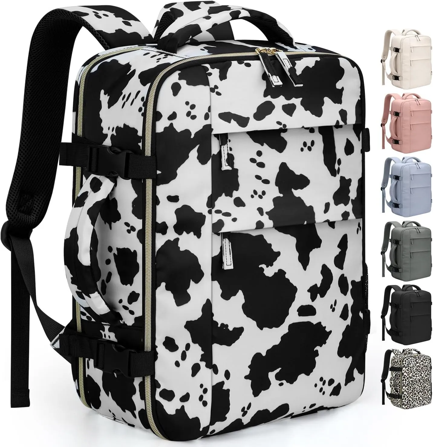 Travel Backpack for Women Man, Waterproof Personal Item Travel Bag Airline Approved Laptop Backpack Weekender bags Bookbag for Business,Travel, Work Fits 15.6 inch Laptop(Medium,Cowprint)