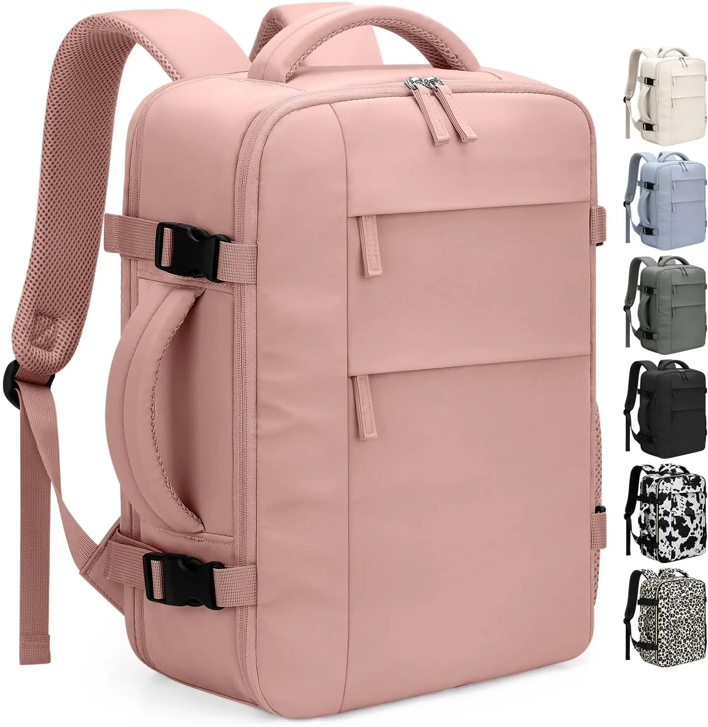 Travel Backpack for Women Man, Waterproof Travel Bag Airline Approved Laptop Backpack Carry on Weekender Overnight Bag Bookbag for Business,Travel, Work Fits 17.3 inch Laptop(Large,Pink)