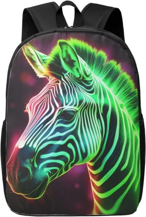 Travel Backpack Lightweight Carry On Shoulder Backpacks Waterproof Casual Daypacks Glowing Zebra Laptop Bag For Women Men