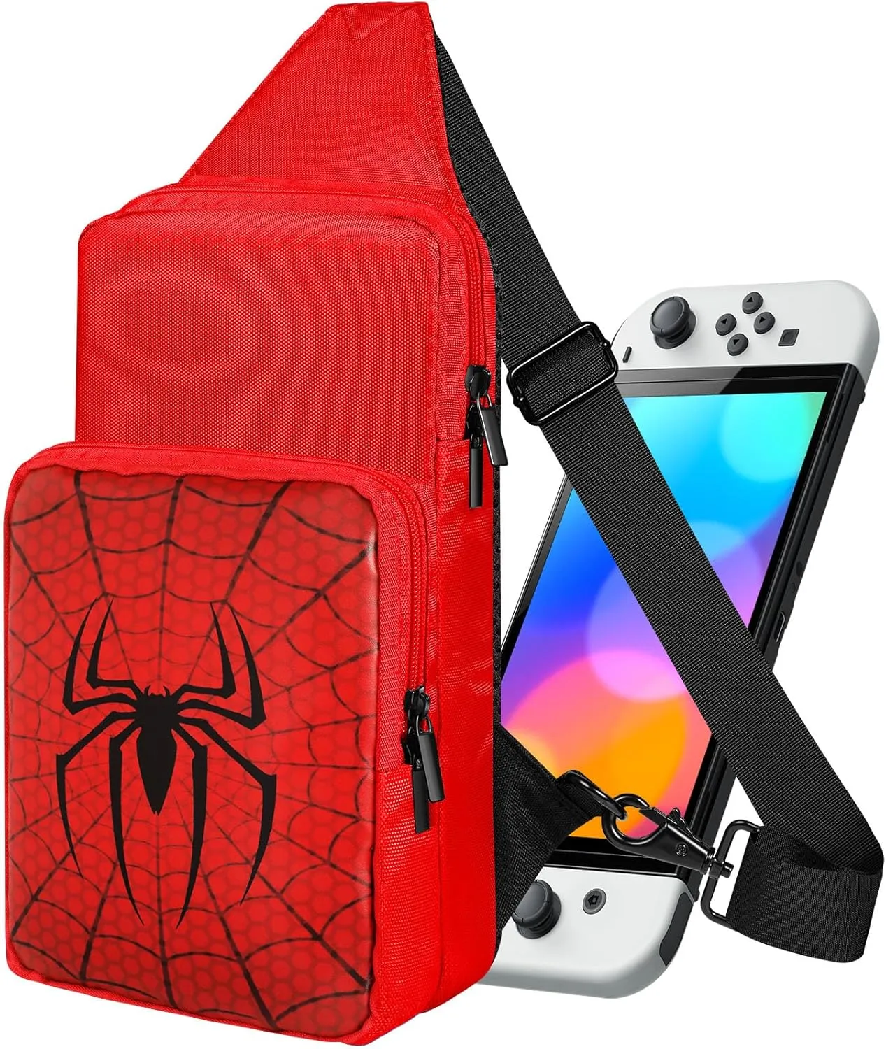 Travel Bag for Nintendo Switch/Lite/OLED for Teens Boys Kids Girls Cute Switch Backpack Carrying Crossbody Shoulder Gaming Sling Bag Large Capacity Portable for Nintendo Accessories Storage