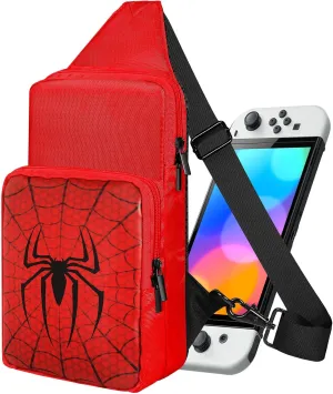 Travel Bag for Nintendo Switch/Lite/OLED for Teens Boys Kids Girls Cute Switch Backpack Carrying Crossbody Shoulder Gaming Sling Bag Large Capacity Portable for Nintendo Accessories Storage