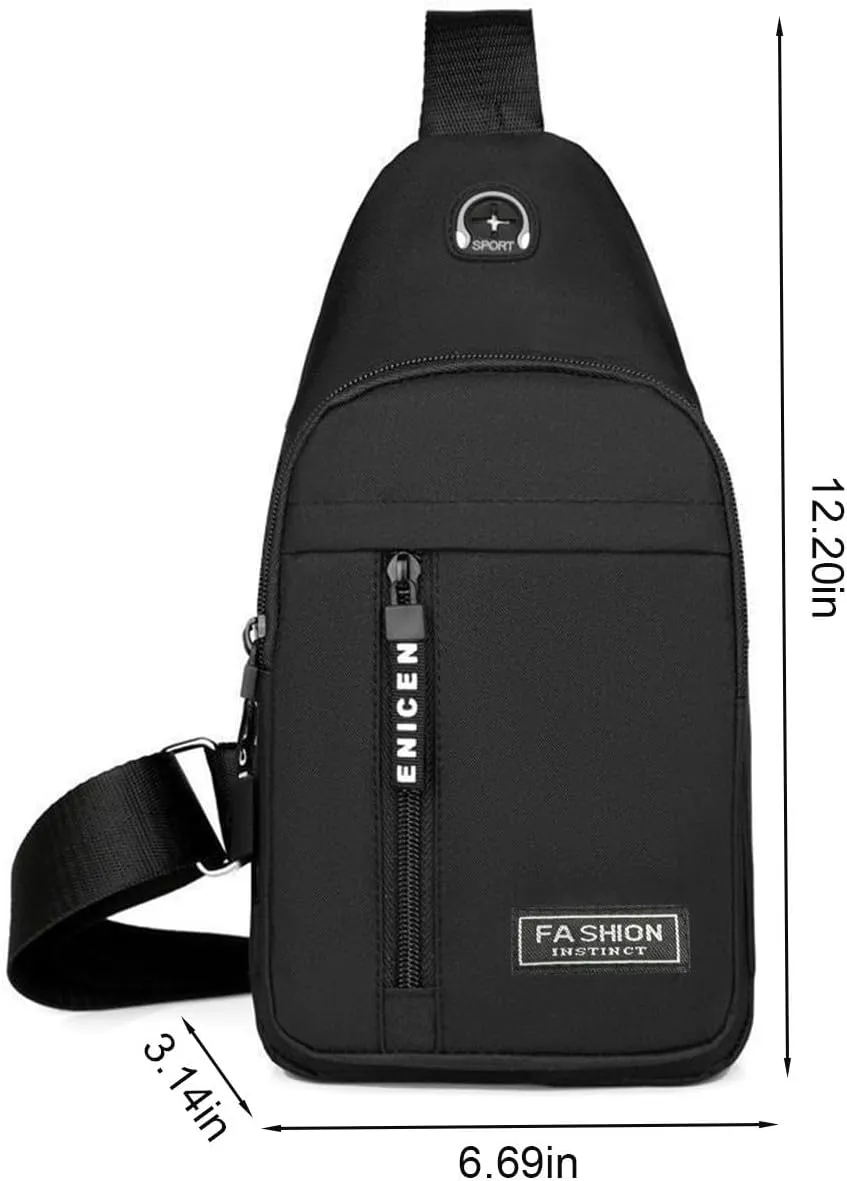 Travel Bag, Small Sling Bag For Women, Adjustable Shoulder Straps Sling Backpack, For Hiking Travel Sports Running (Black)