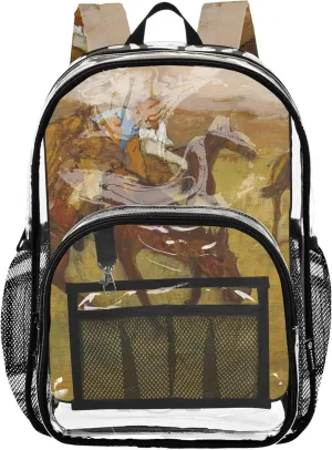Travel Clear Bags for Women Edgar Degas Prints Jockeys Artwork Girls Backpack for Kids Approved Shoulder Bag