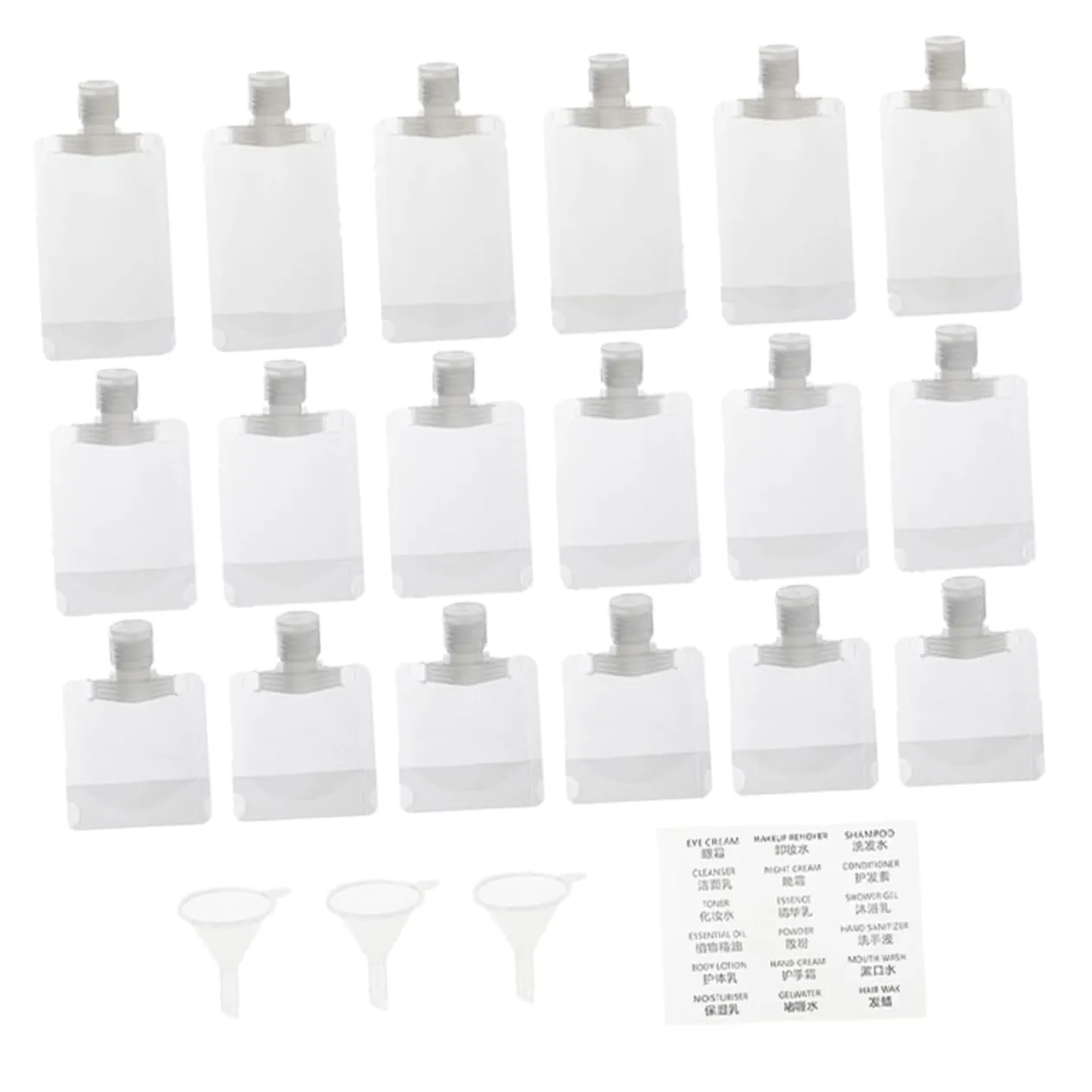 Travel Containers Shampoo Travel Bag 22pcs Refillable Lotion Pouches with Funnel Leakproof