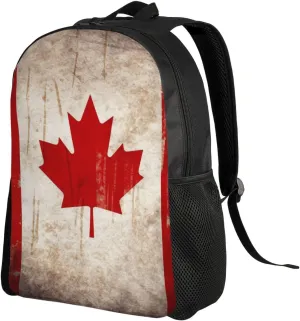 Travel Laptop Backpack Retro Canada Flag Carry On Backpack Casual Daypack Waterproof Business Work Bag