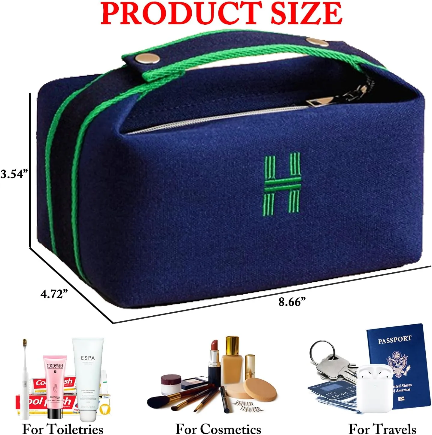 Travel Makeup Bag, Waterproof Canvas Cosmetic Bag Make Up Organizer Case for Women, Large Toiletry Bag Skincare Pouch for Toiletries Accessories Brushes