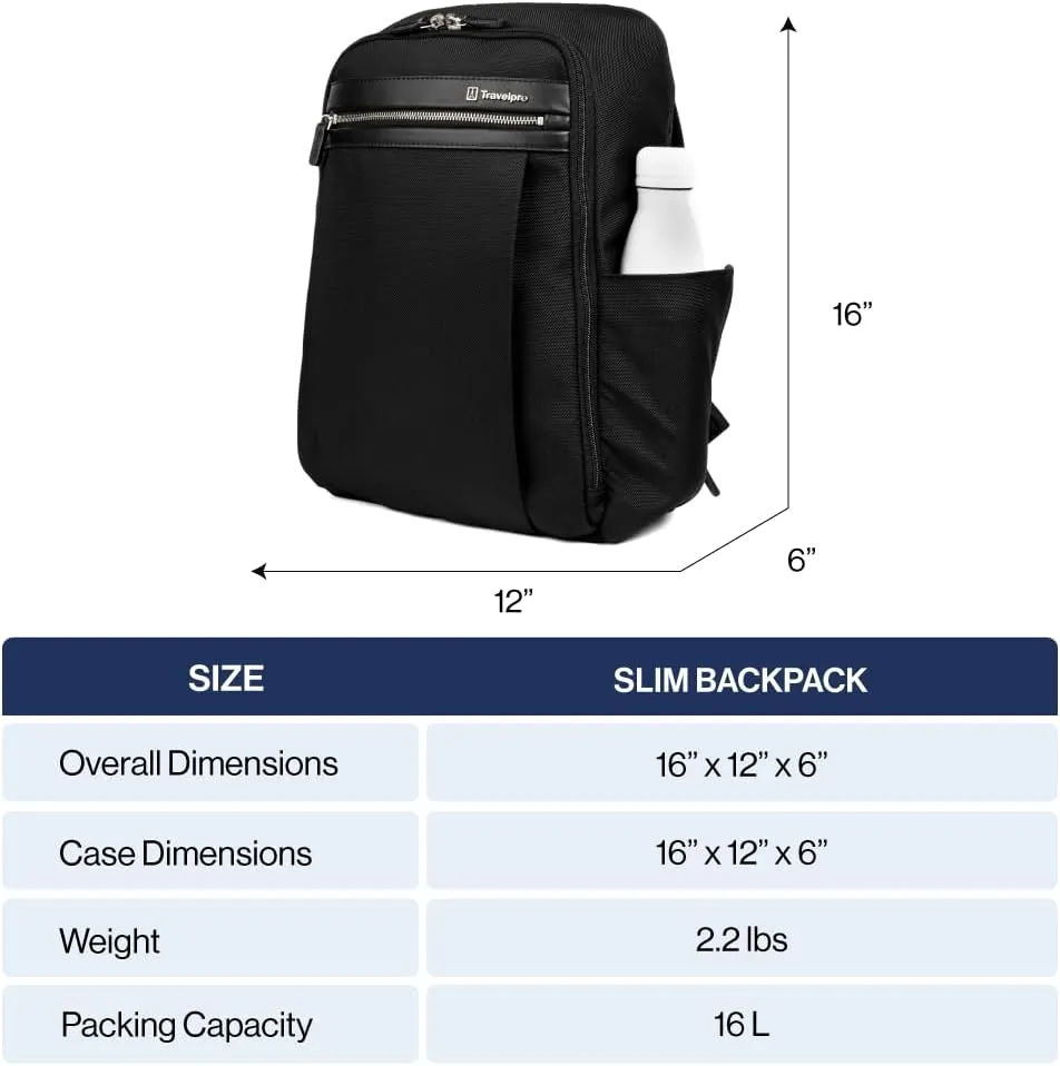 Travelpro Platinum Elite Slim Laptop Travel Backpack, Fits up to 16 Inch Laptop, Business, Water Resistant, Men and Women, Vintage Grey